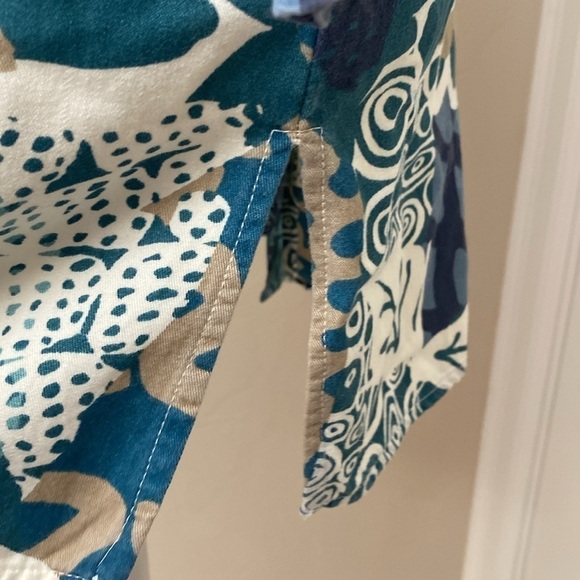 Hot Cotton Tunic blouse Top Womens M Button Down Rayon/Cotton Lagenlook tropical - Picture 5 of 9